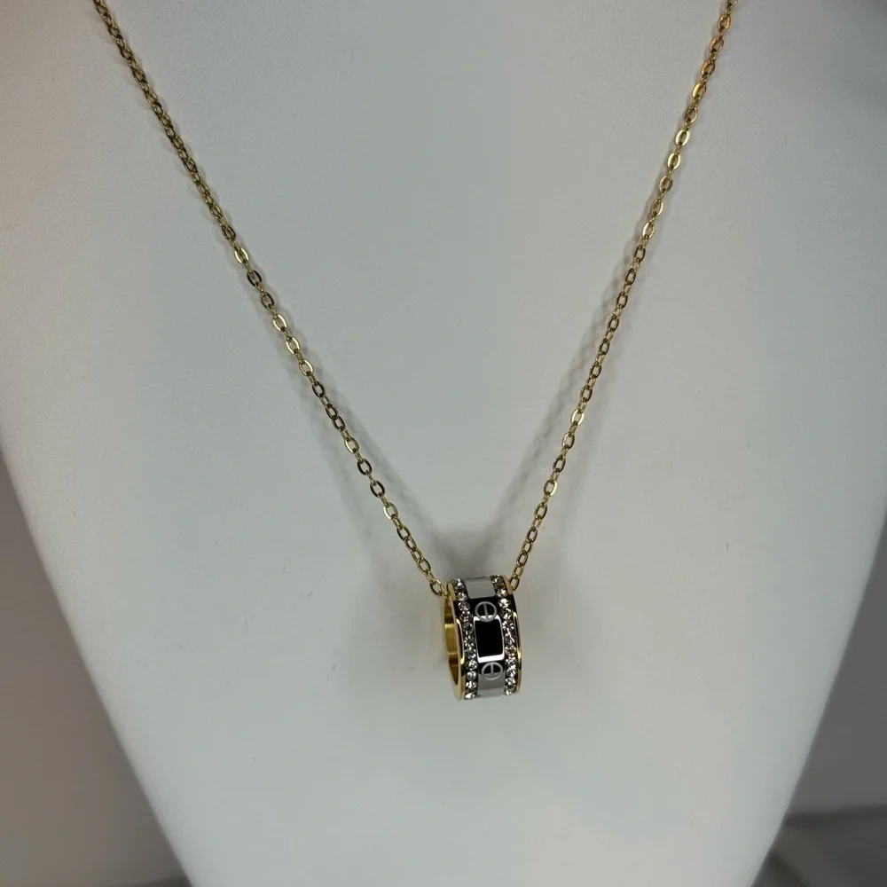 Elegant Gold and Silver Love Pendant Necklace